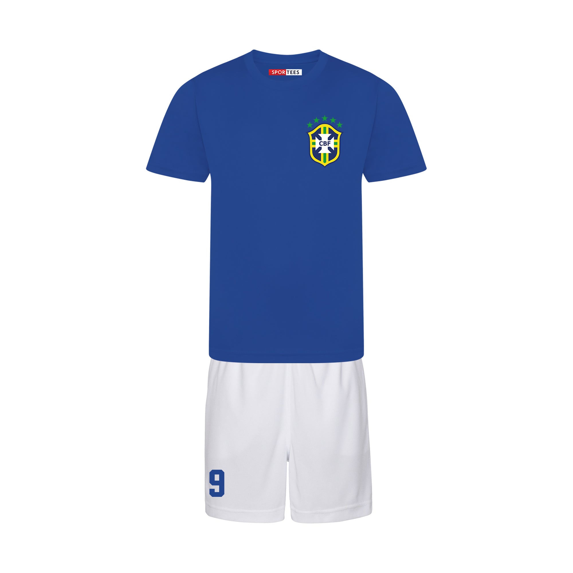 Personalised Brazil Style Blue & White Away Bundle With Socks & Bag