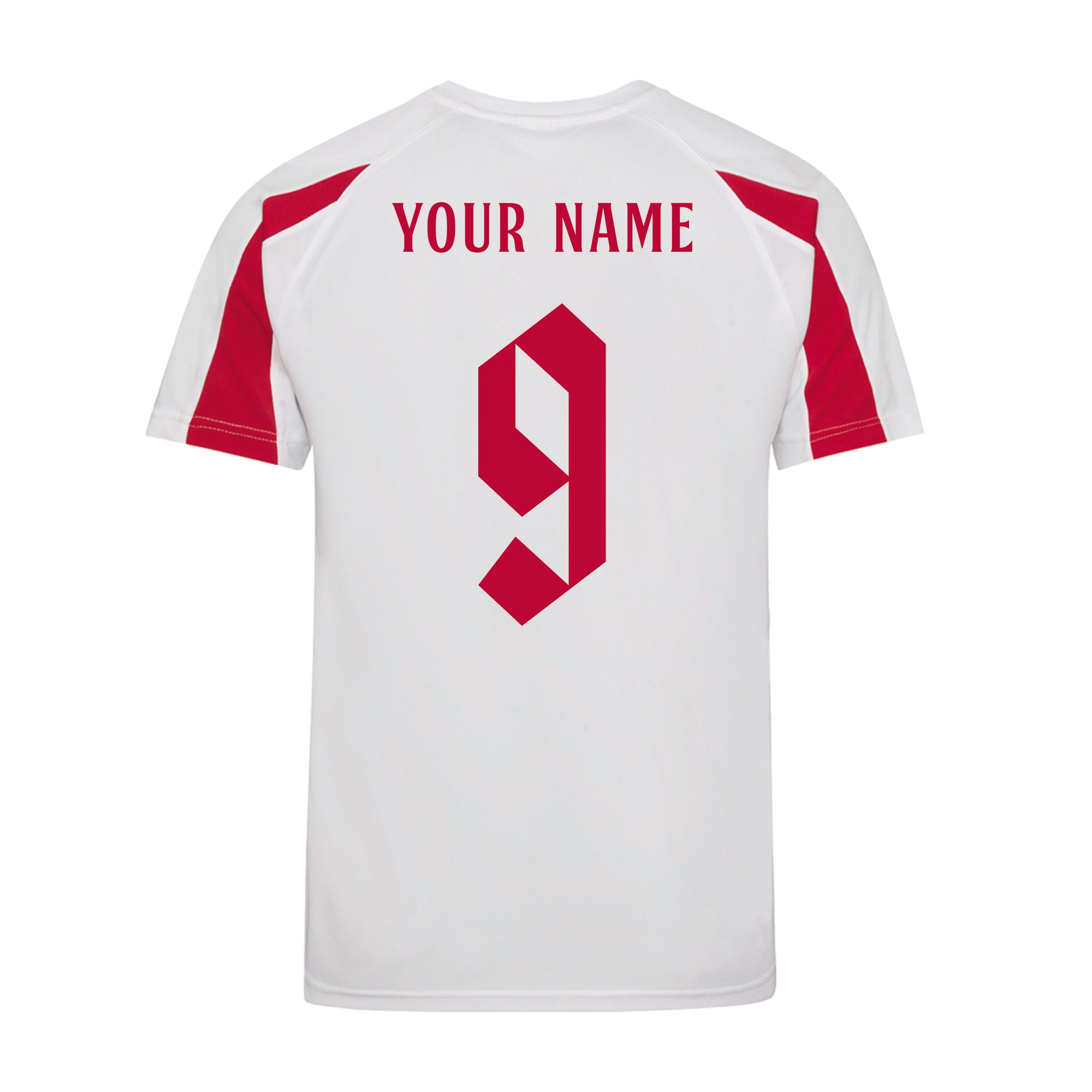 Personalised England Style White & Red Contrast Home Shirt