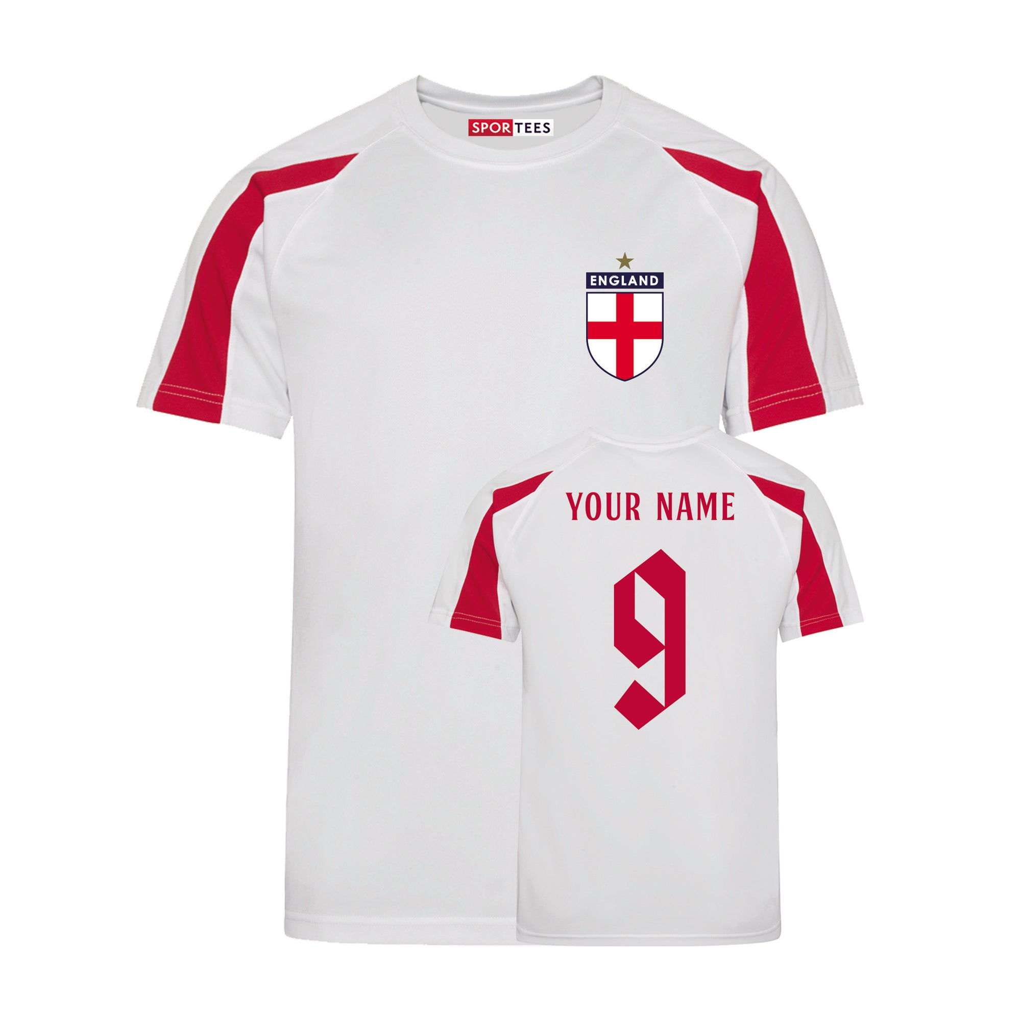 Personalised England Style White & Red Contrast Home Shirt