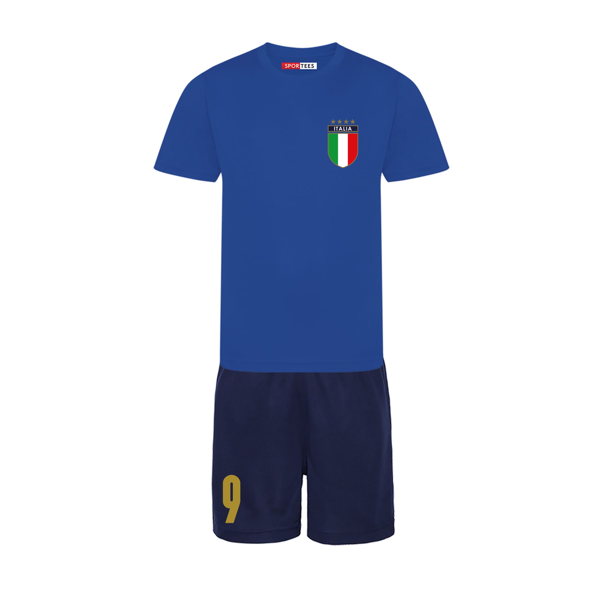 Personalised Italy Style Blue & Gold Home Kit With Bag