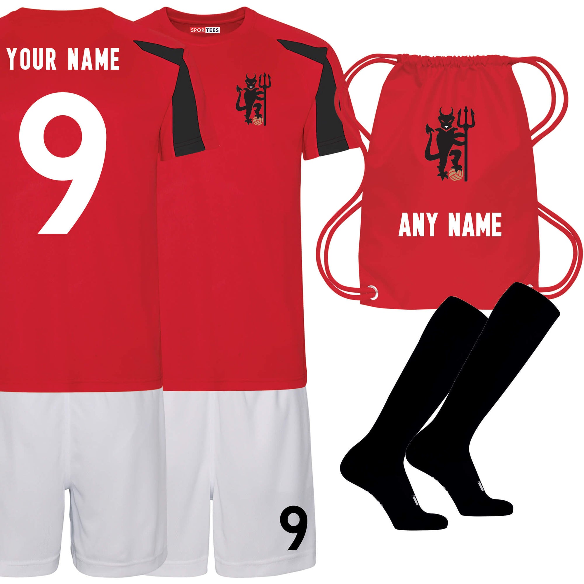 Manchester united style football kit for kids Personalised