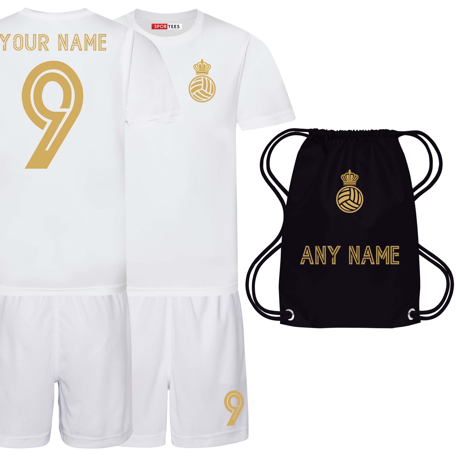 Personalised Los Blancos Madrid White Style Kit With Bag