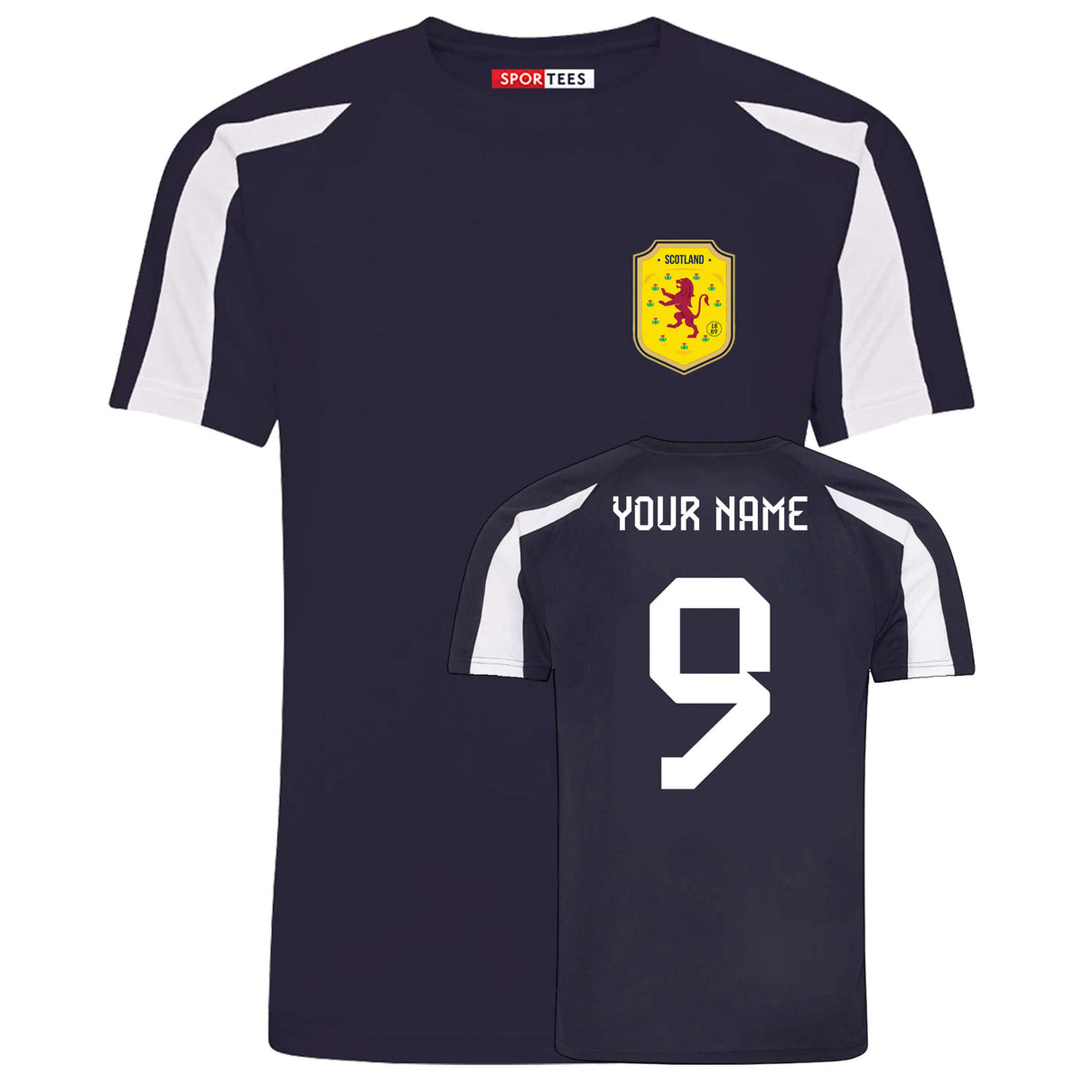 Personalised Scotland Style Navy &amp; White Contrast Home Shirt