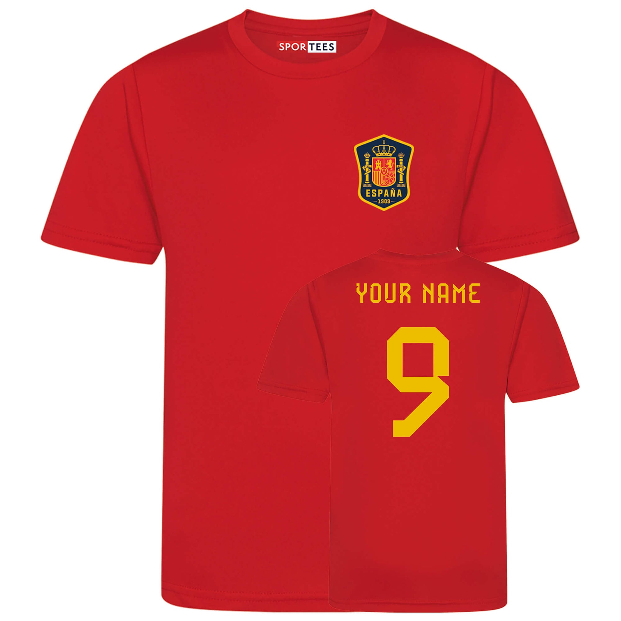 Personalised Childrens Spain Style Red Home Shirt