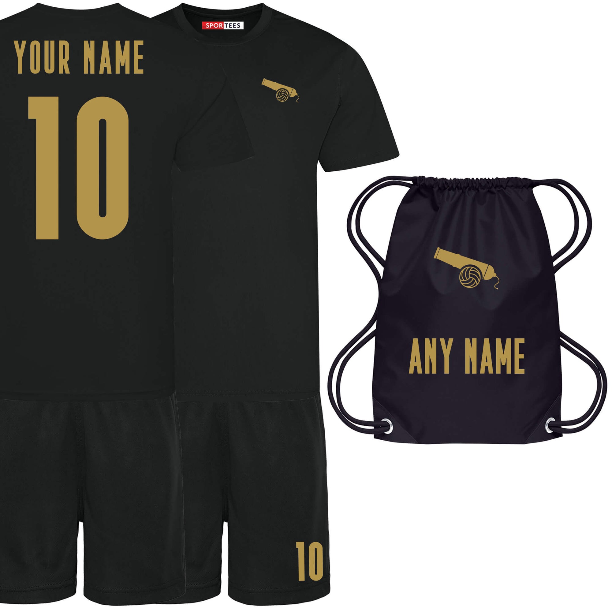 Personalised The Cannon North London Black Style Away Kit With Bag