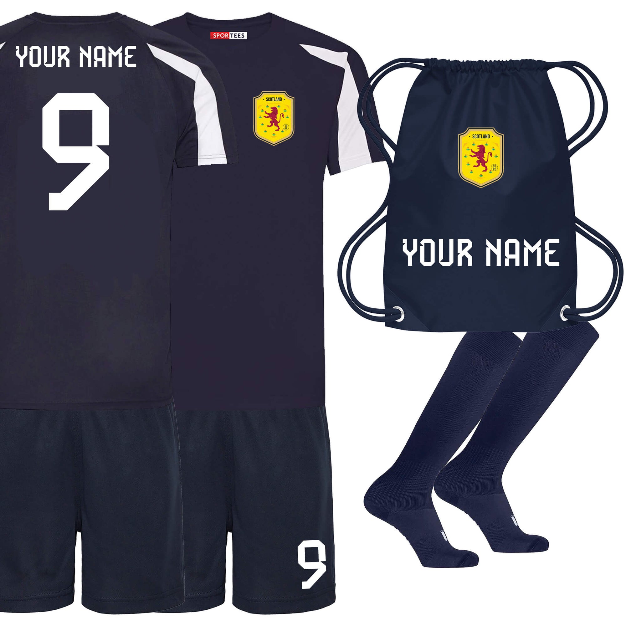Personalised Scotland Style Navy & White Contrast Home Bundle With Socks & Bag