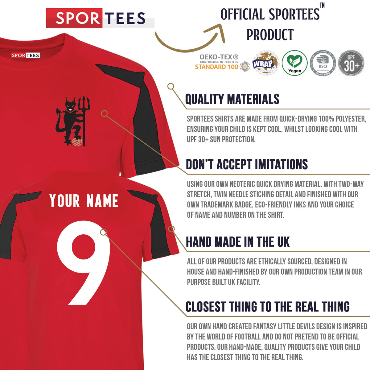 Personalised Devils Manchester Reds Style Shirt