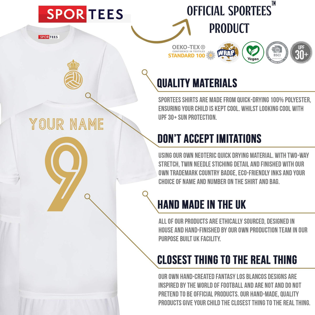 Personalised Los Blancos Madrid White Style Bundle With Socks And Bag