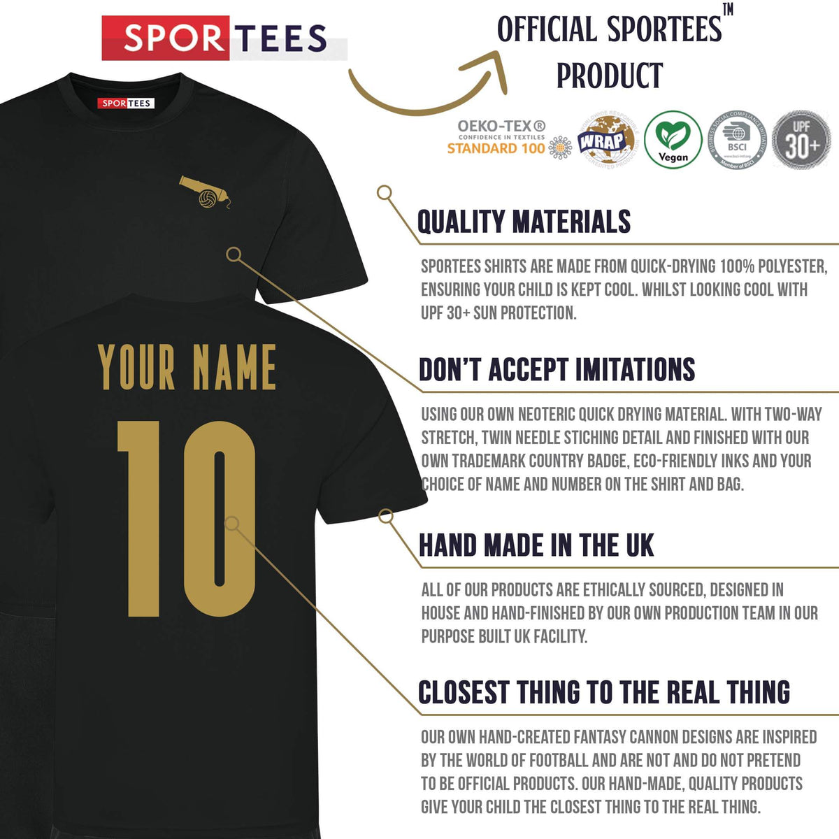 Personalised The Cannon North London Black Style Away Kit With Bag