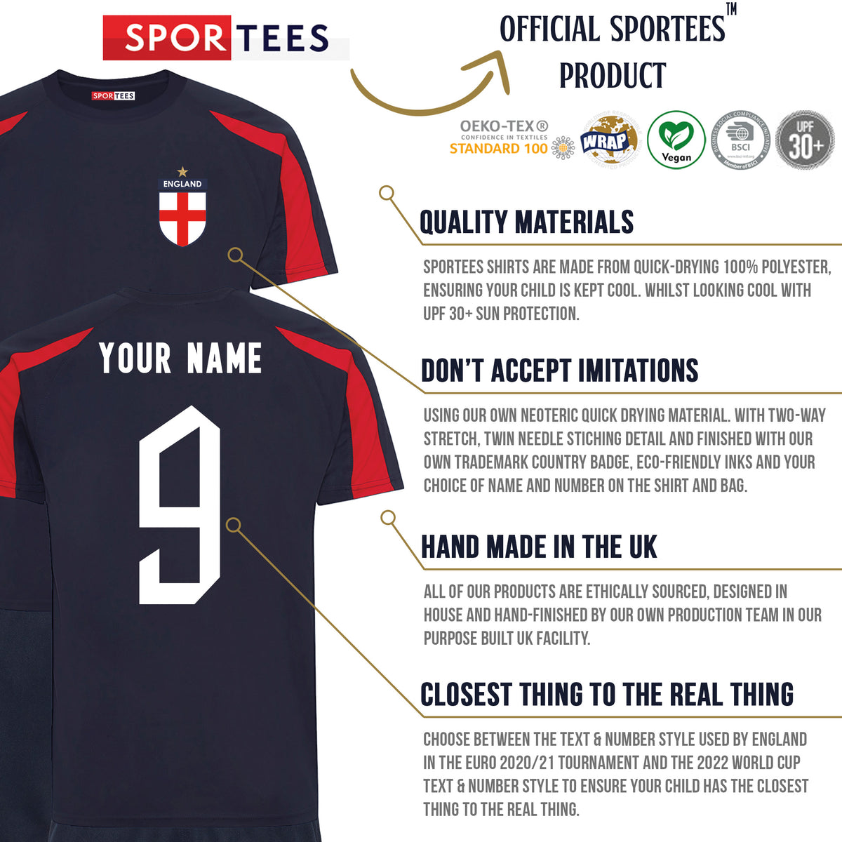 England Style Personalised Contrast Navy &amp; Red Bundle With Socks &amp; Bag