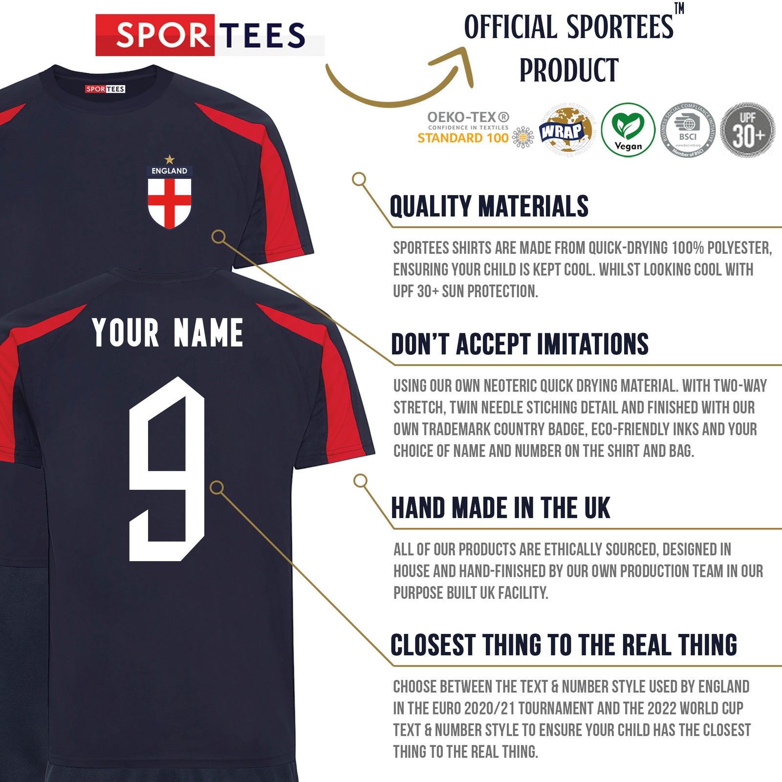 England Style Personalised Contrast Navy & Red Bundle With Socks & Bag