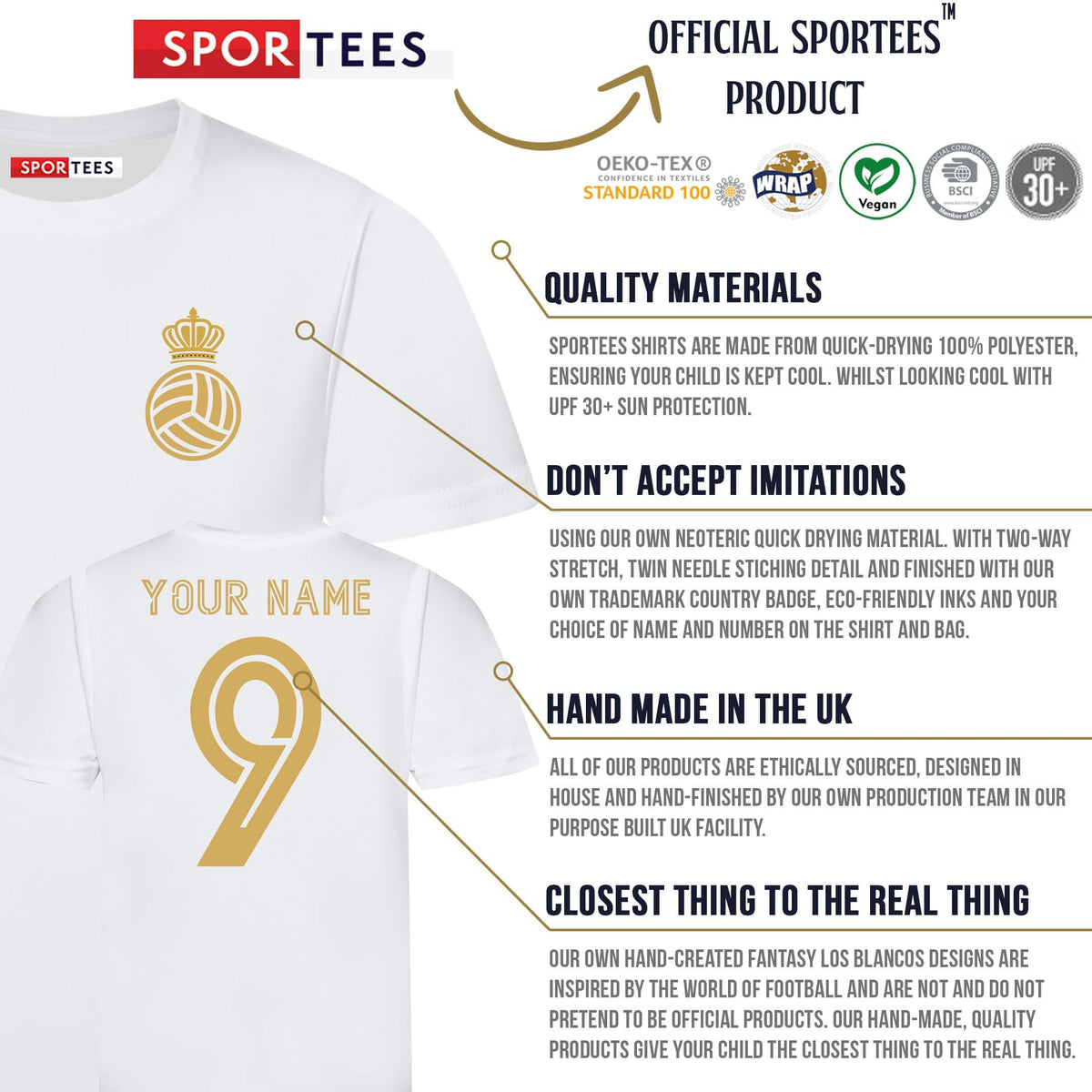 Personalised Los Blancos Madrid Style White Shirt