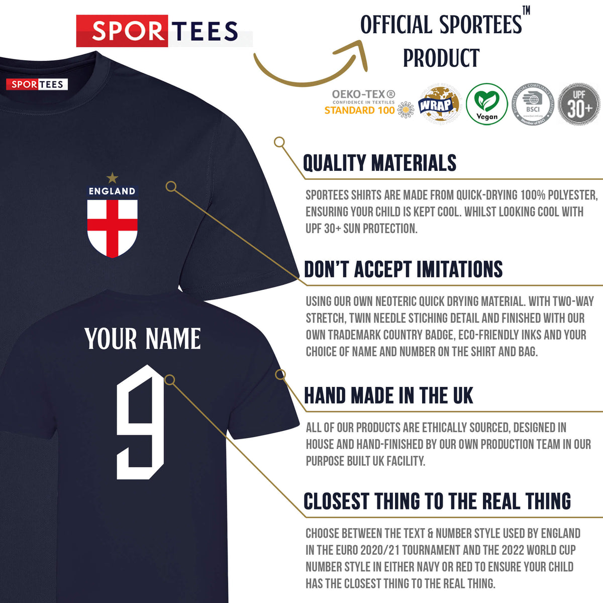 Personalised England Training Style Navy Shirt