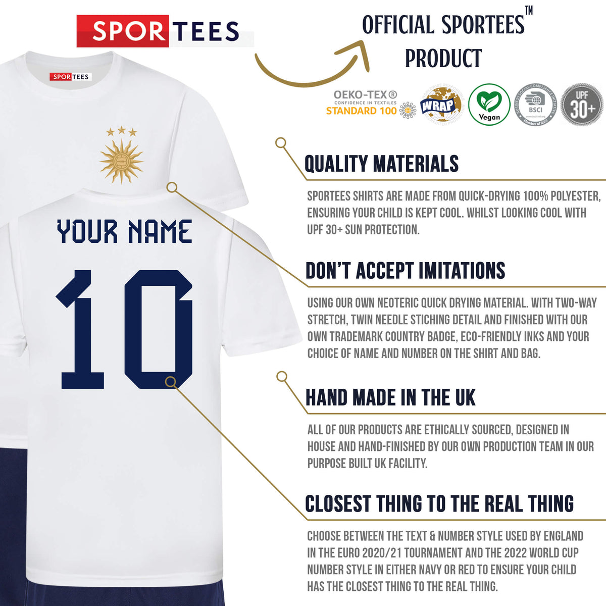 Personalised El Sol Argentina Style White Kit With Bag