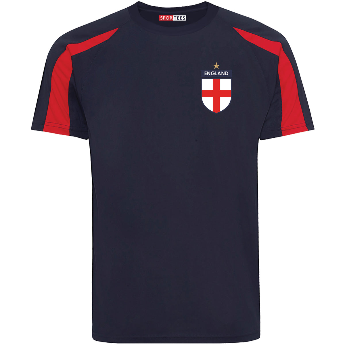 Personalised England Style Navy &amp; Red Contrast Home Shirt