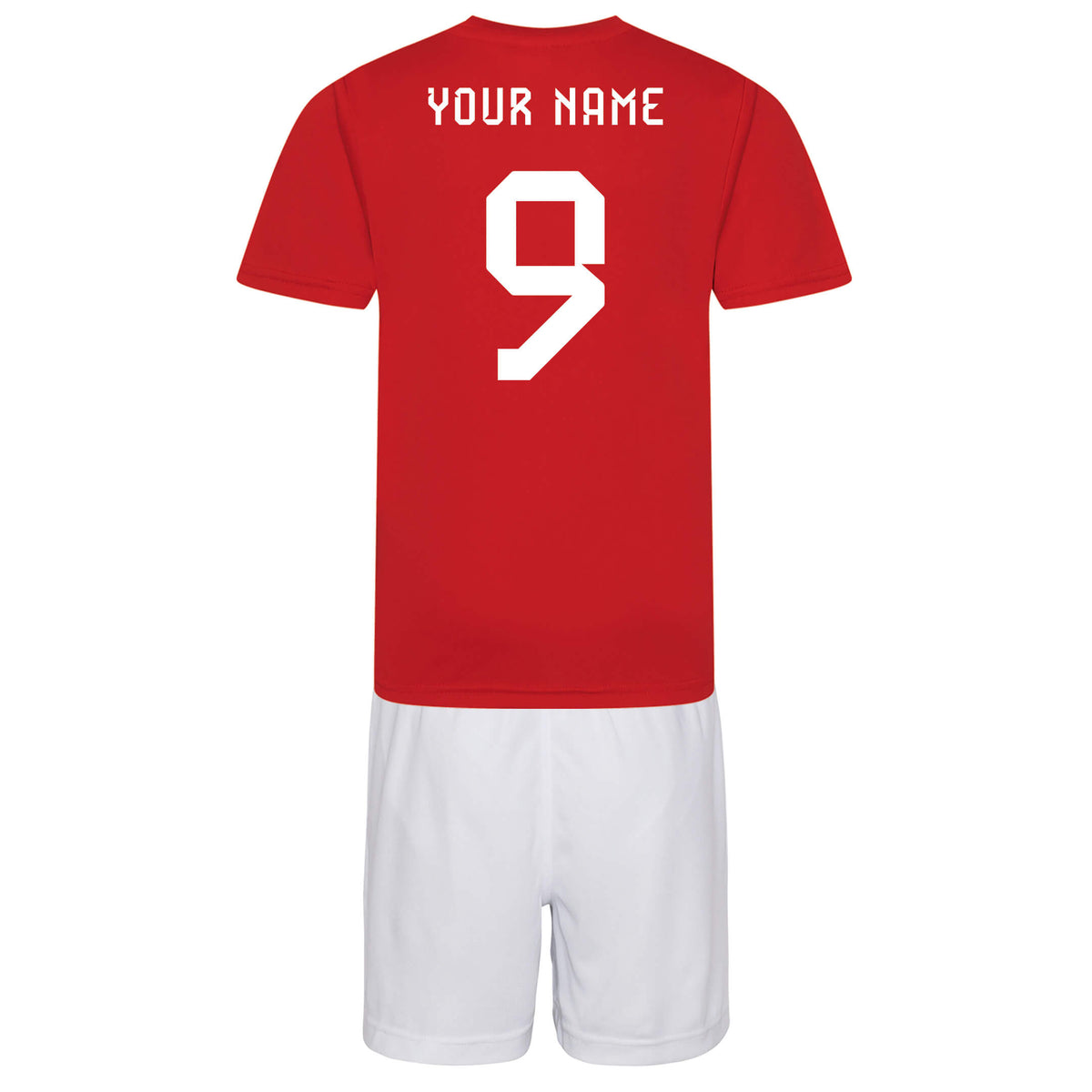 Personalised Wales World Cup Style Red &amp; White Home Bundle With Socks &amp; Bag