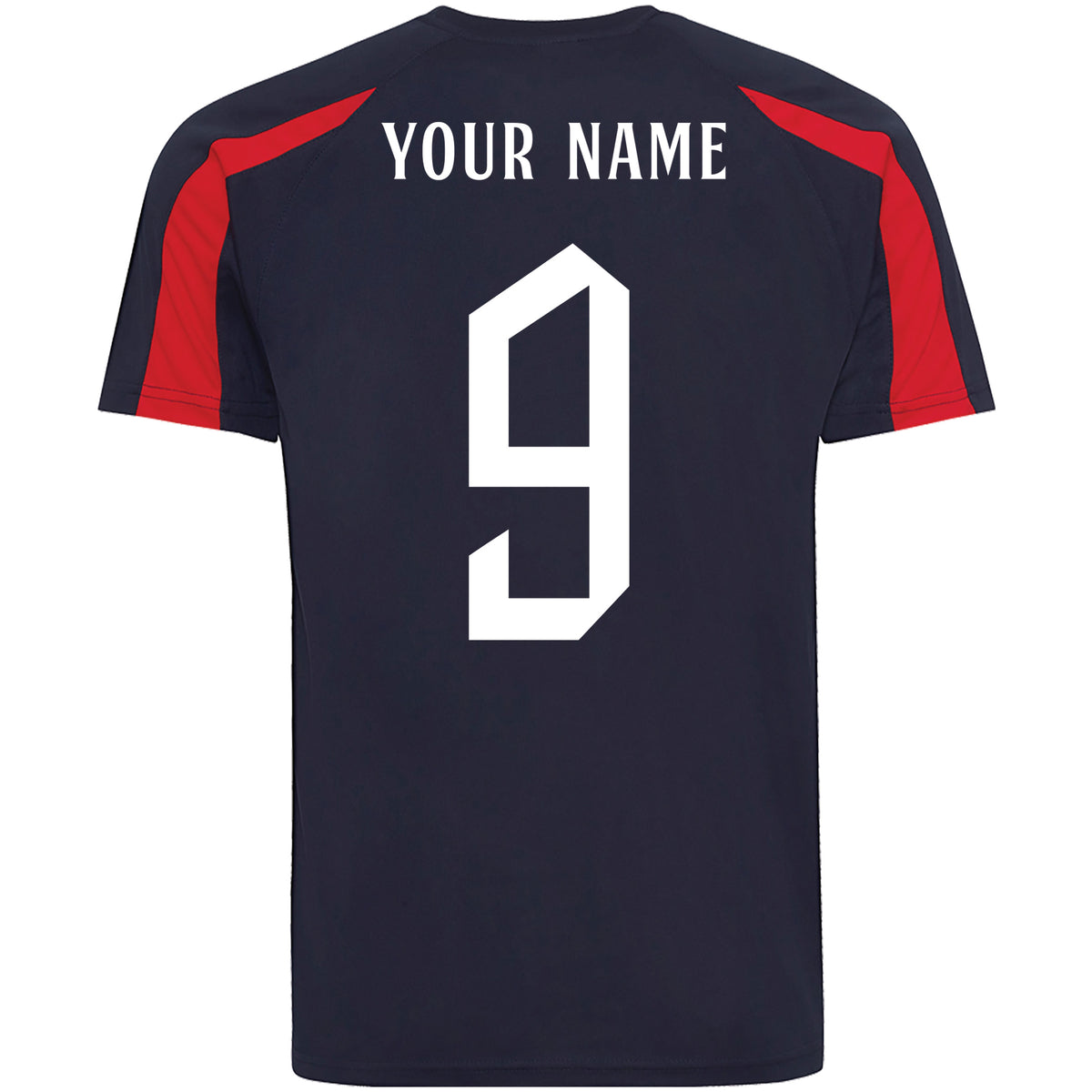Personalised England Style Navy &amp; Red Contrast Home Shirt