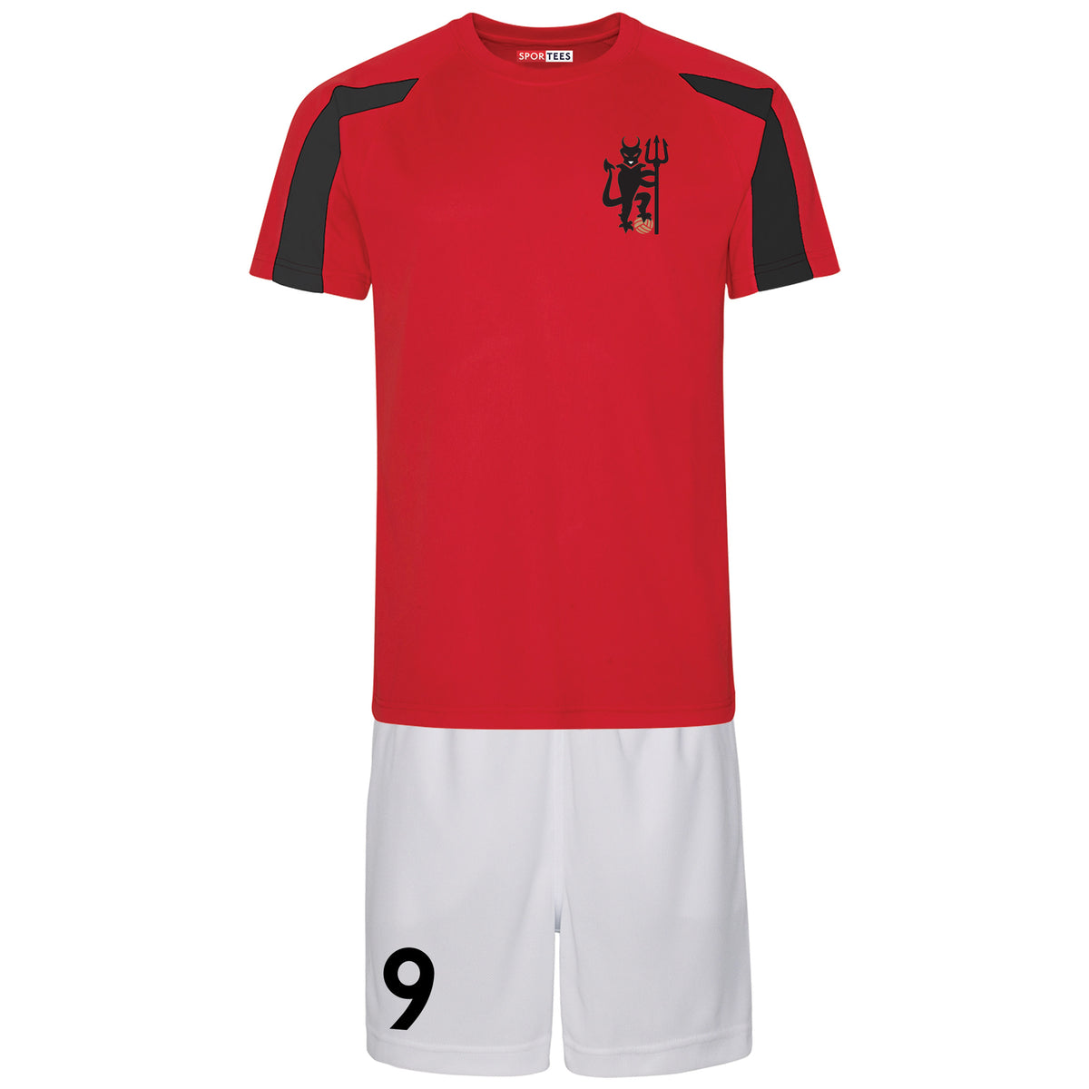 Personalised Devils Manchester Reds Style Contrast Kit With Bag