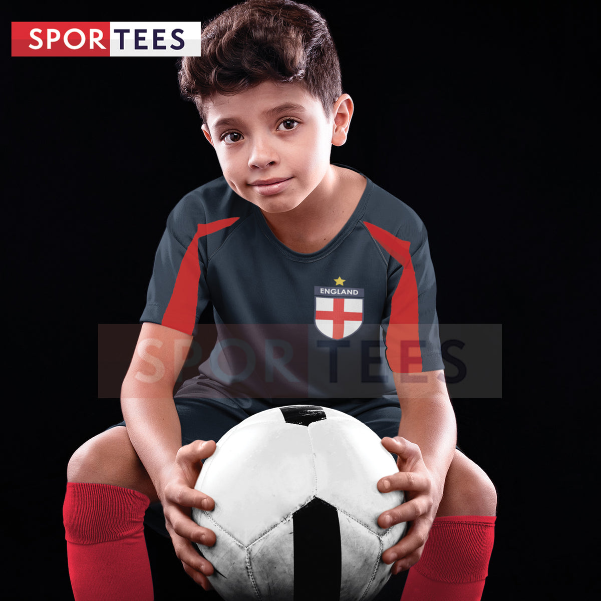 England Style Personalised Contrast Navy &amp; Red Bundle With Socks &amp; Bag