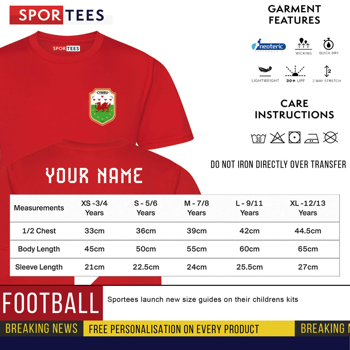 Personalised Wales World Cup Style Red &amp; White Home Bundle With Socks &amp; Bag