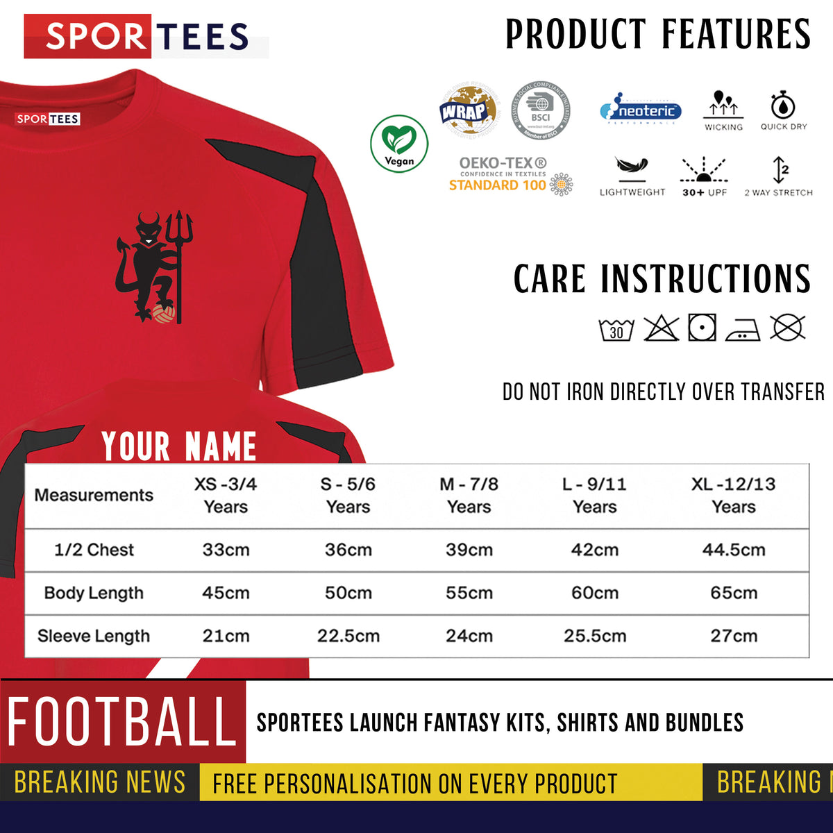 Personalised Devils Manchester Reds Style Shirt