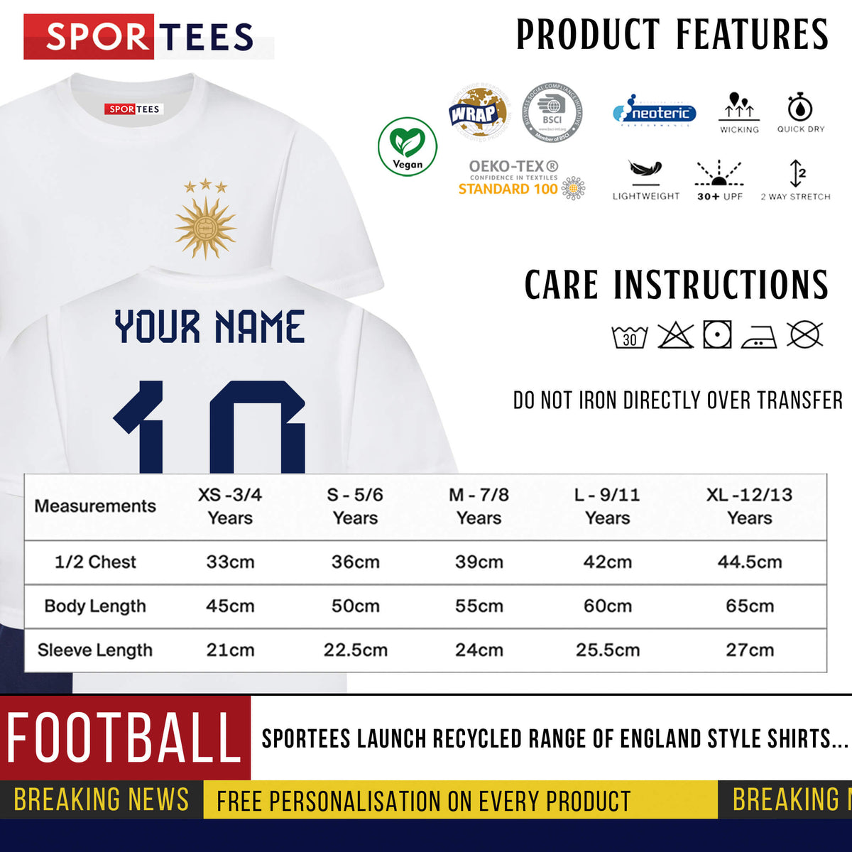 Personalised El Sol Argentina Style White Kit With Bag