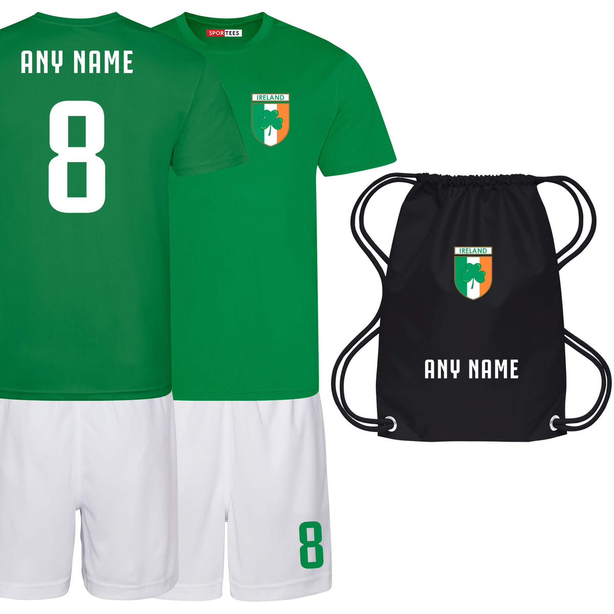 Personalised Ireland Style Green &amp; White Home Kit With Bag