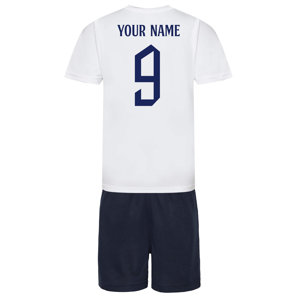 Personalised England Cup Style White &amp; Navy Bundle With Socks &amp; Bag