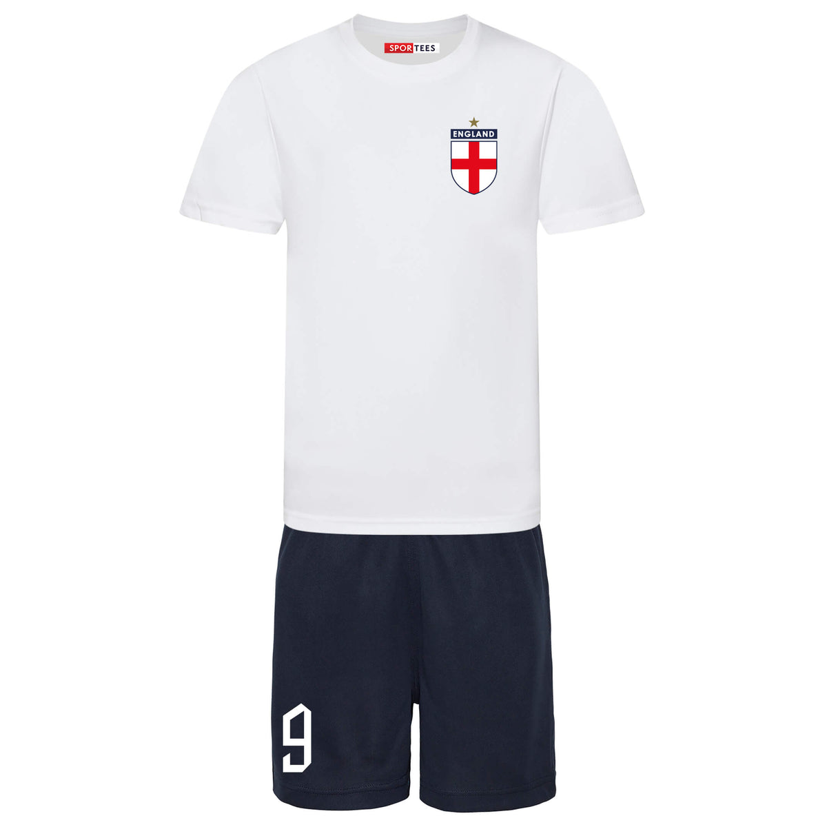 Personalised England Cup Style White &amp; Navy Kit With Bag