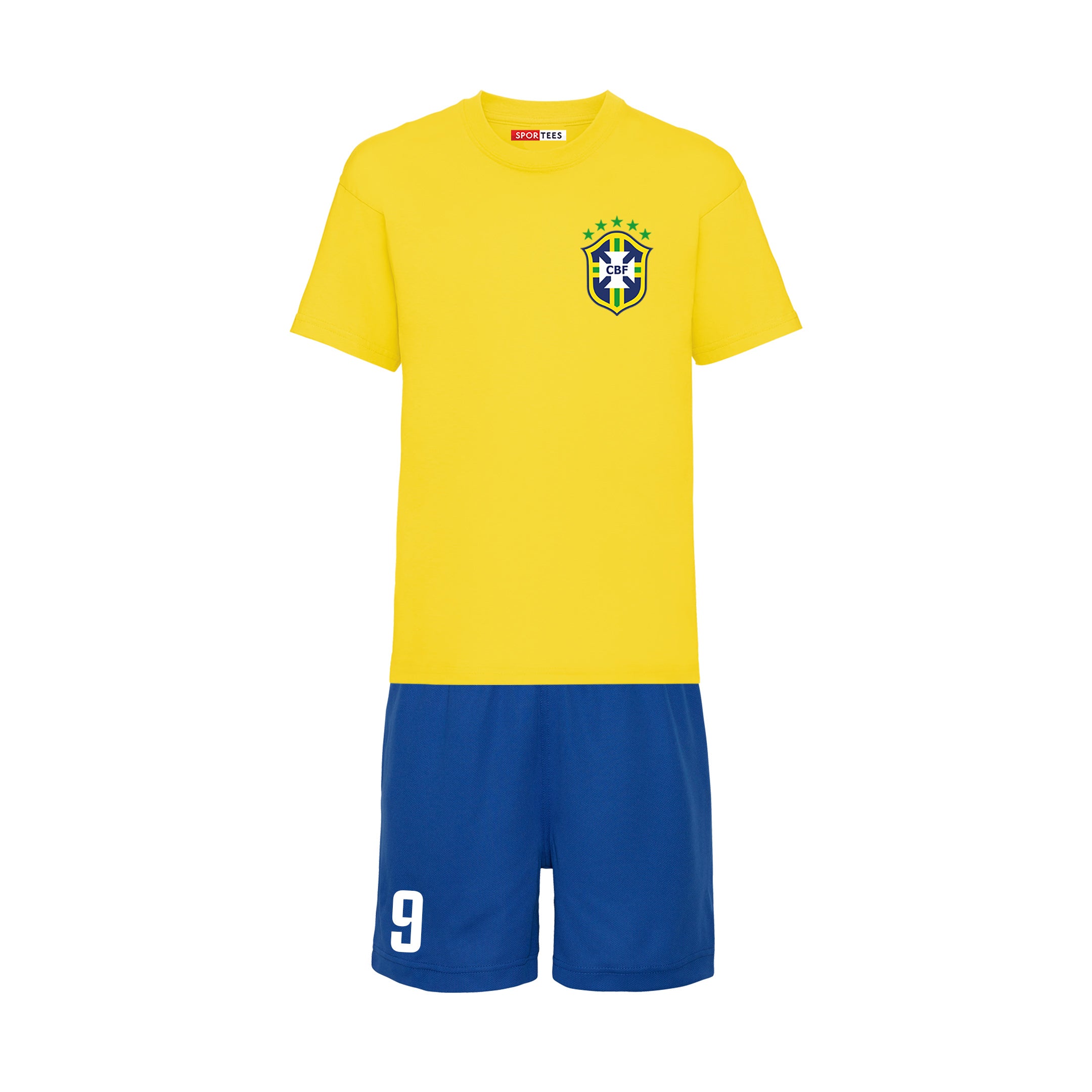 thumbnail image 2 of Kids Brazil Football Kit – Personalized Yellow & Blue Jersey, Shorts, Socks & Bag | Unisex Soccer Uniform Ages 3–13 2 of 5
