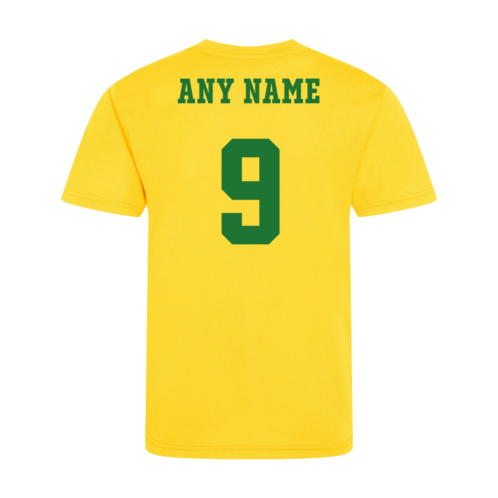 Personalised Childrens Brazil Style Yellow & Green Home Shirt