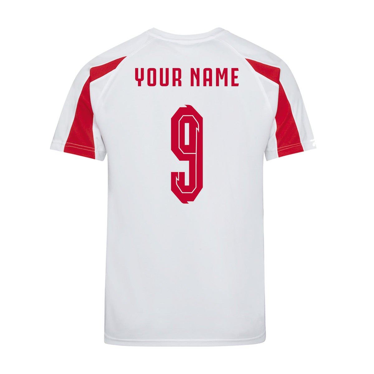 Personalised England Style White &amp; Red Contrast Home Shirt