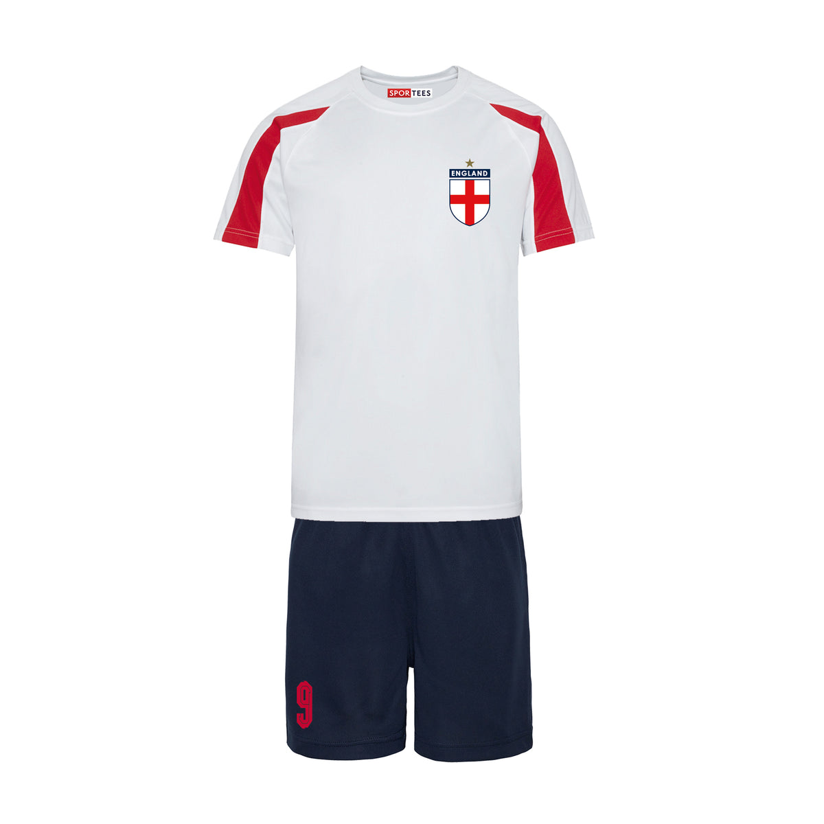 Personalised England Style Contrast Red, White &amp; Blue Kit With Bag