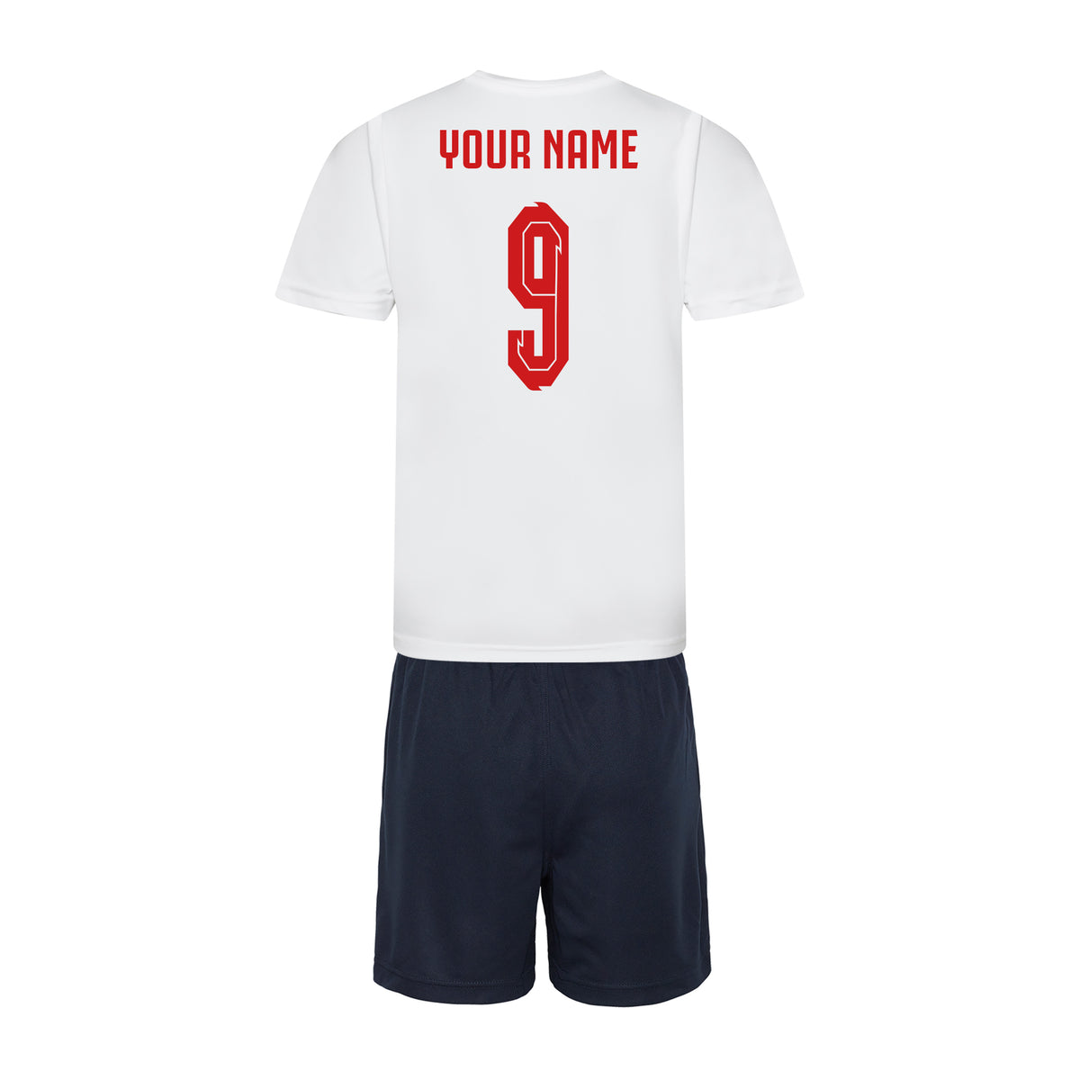Personalised England Style White &amp; Navy Home Kit Bundle With Socks &amp; Bag