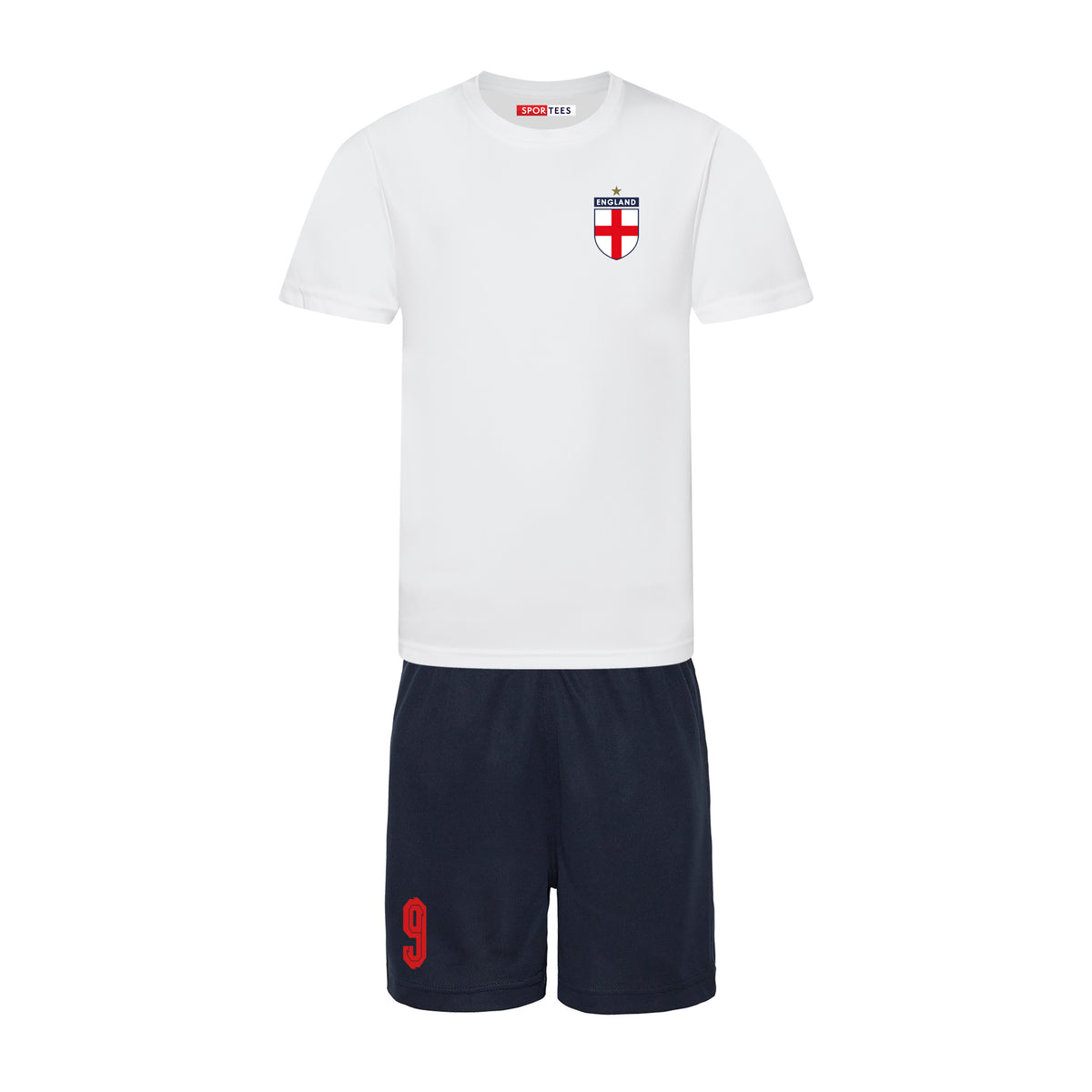 Personalised England Style White &amp; Navy Home Kit Bundle With Socks &amp; Bag