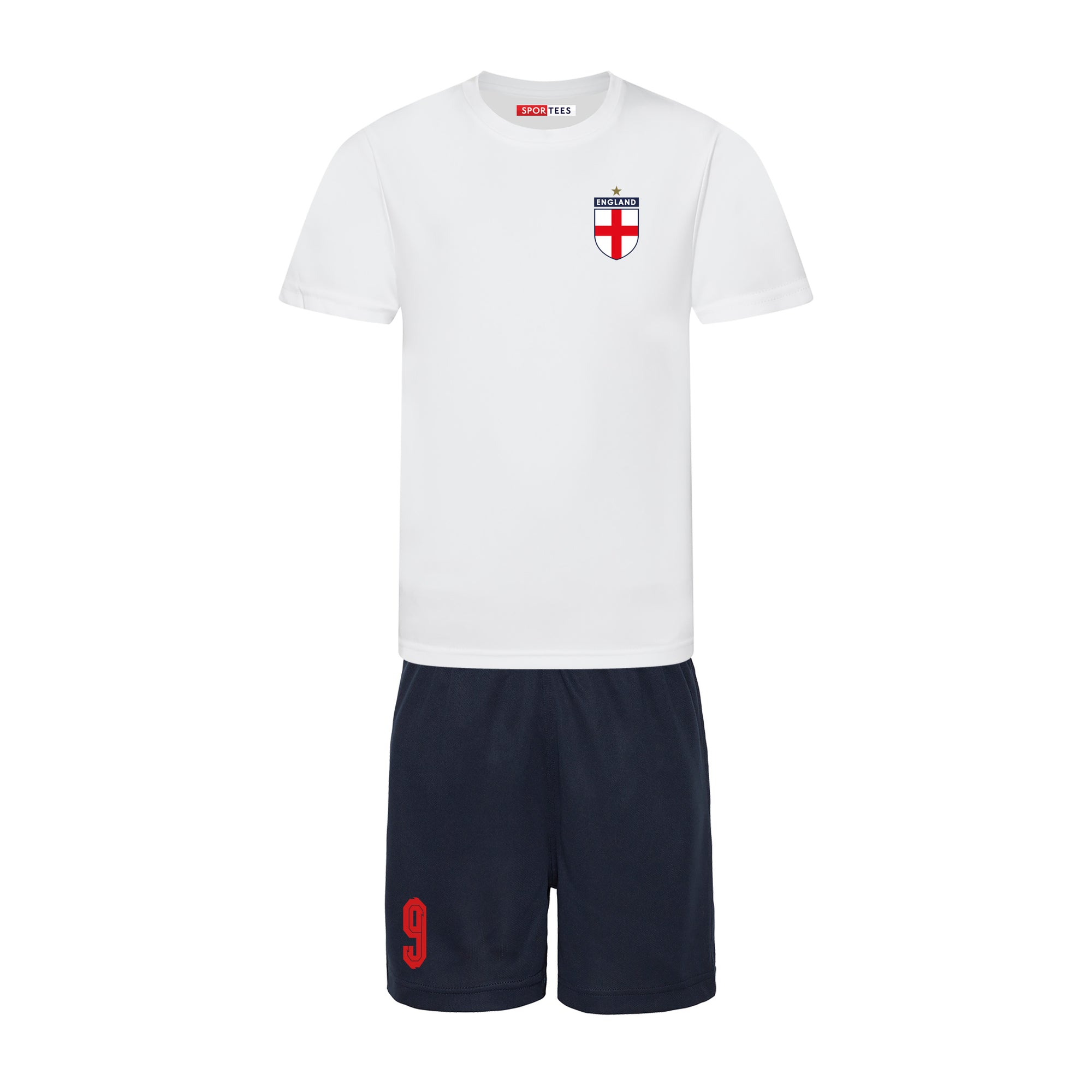 Personalised England Style White & Navy Home Kit Bundle With Socks & Bag