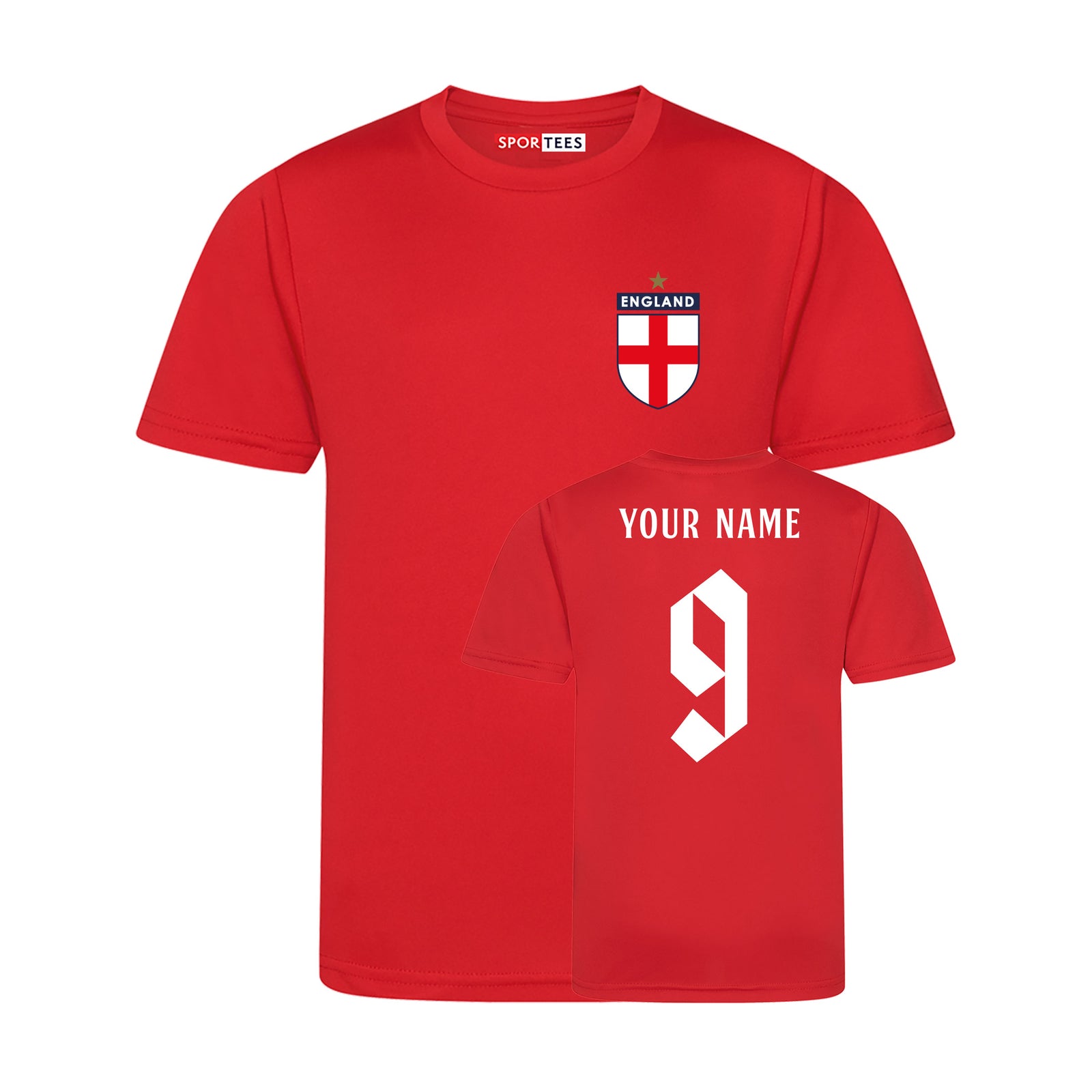 Personalised England Style Red & White Away Shirt