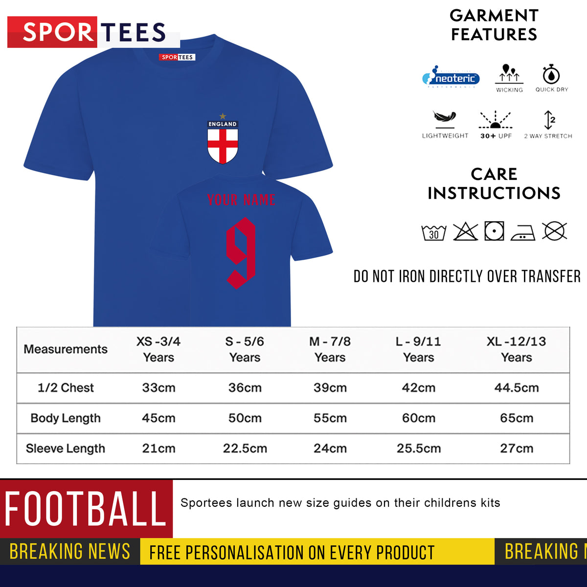 Personalised England Style Royal Blue 3rd Shirt