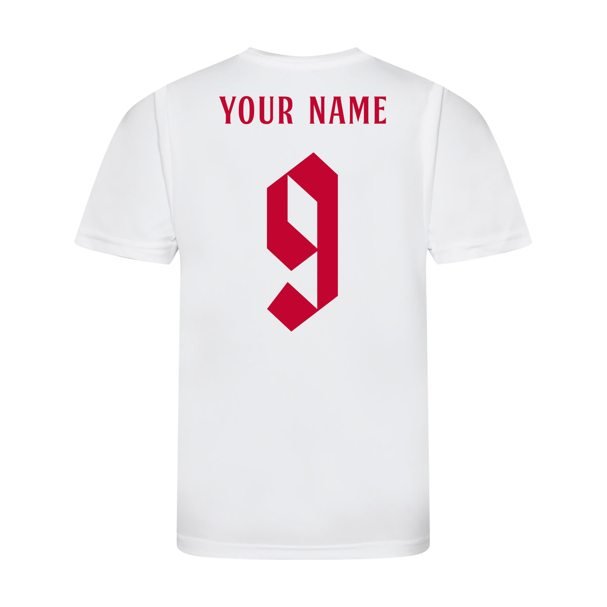Personalised England Style White &amp; Red Home Shirt