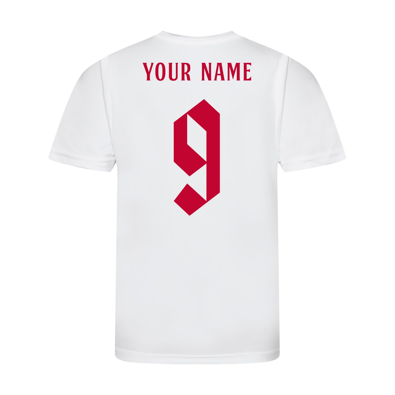 Personalised England Style White & Red Home Shirt