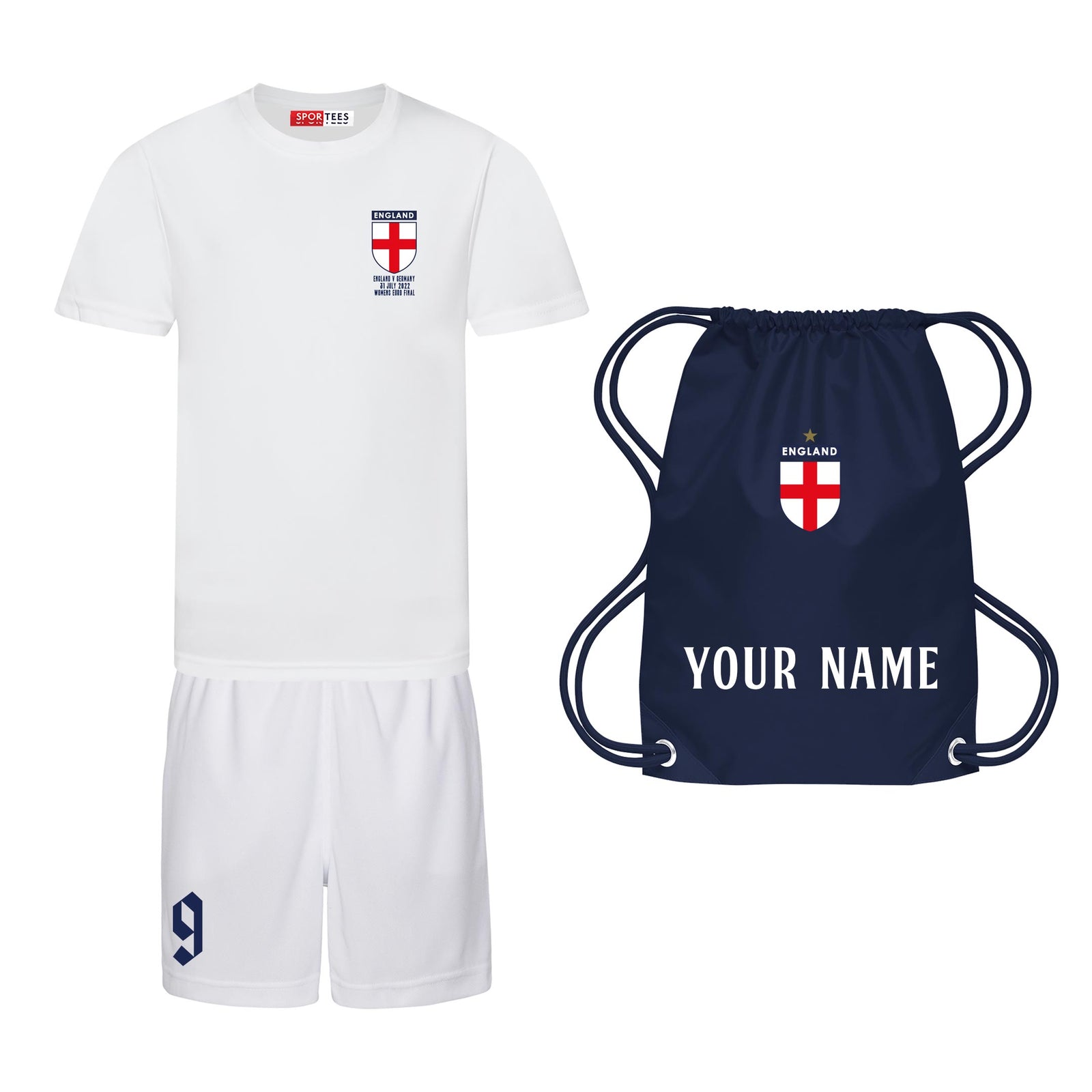 Personalised England Womens Style All White Home Kit