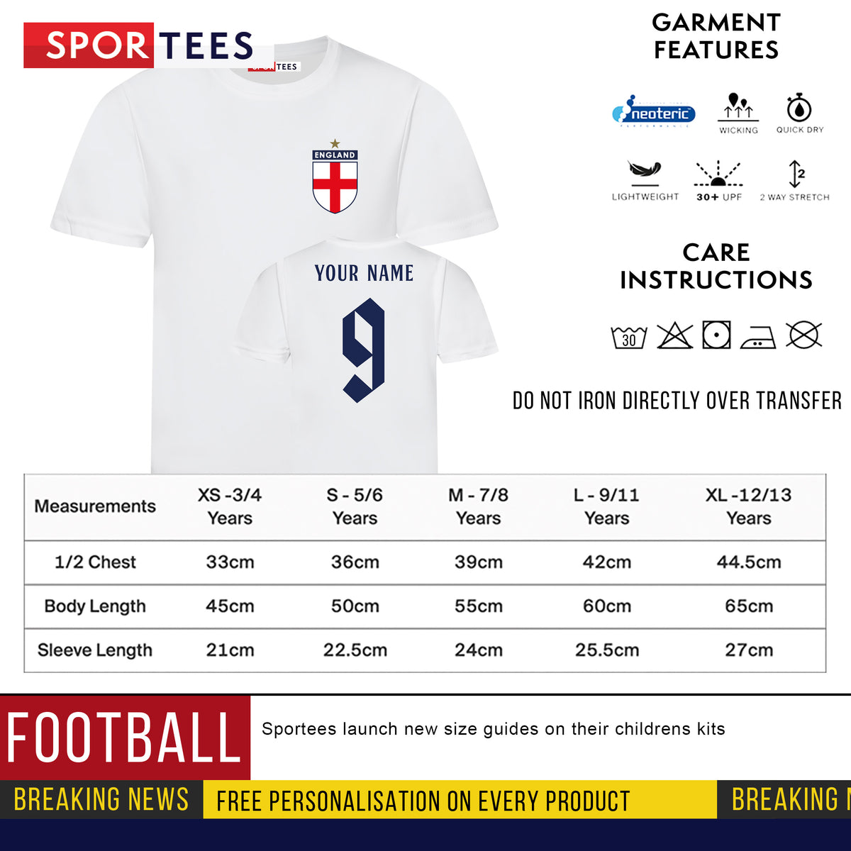 Personalised England Womens Style White Home Shirt