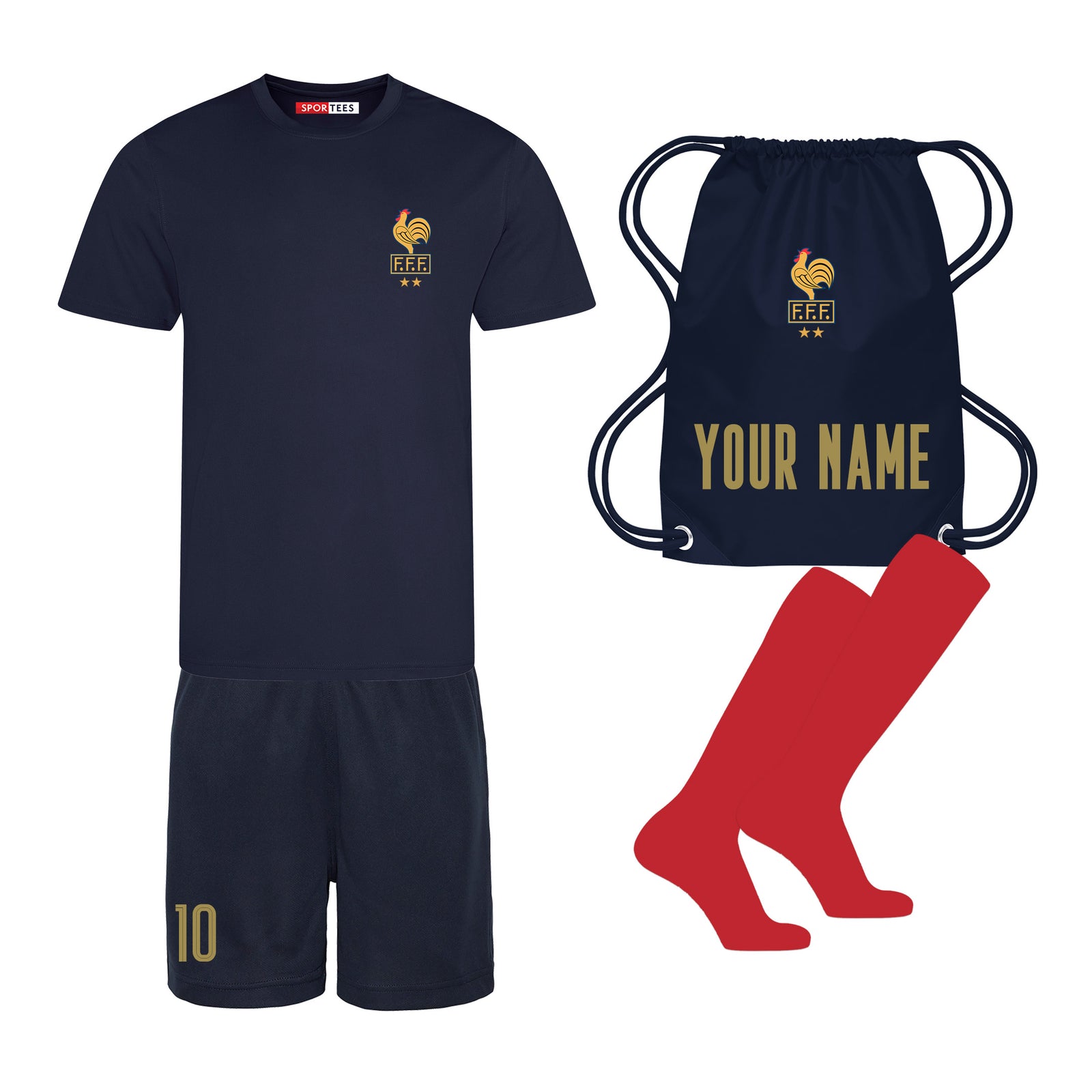 Personalised France Style Blue Home Bundle With Socks & Bag