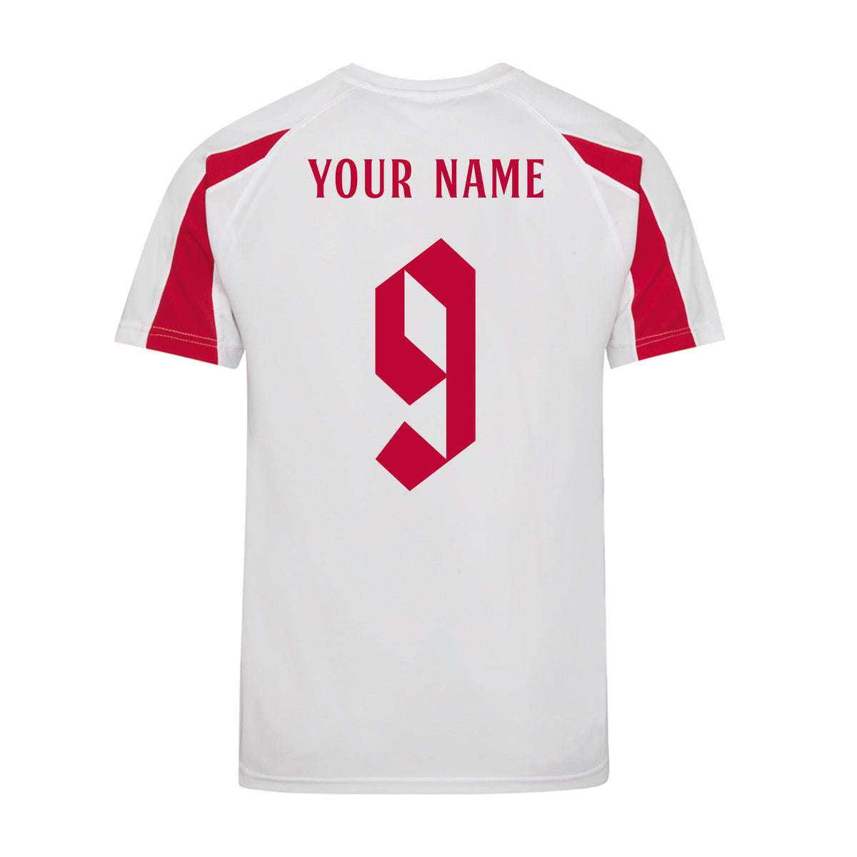 Personalised England Style White &amp; Red Contrast Home Shirt