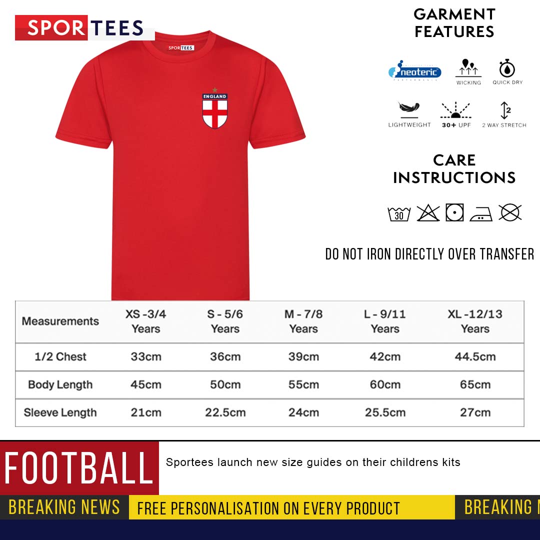 Personalised England Style Red &amp; White Away Kit Bundle With Socks &amp; Bag