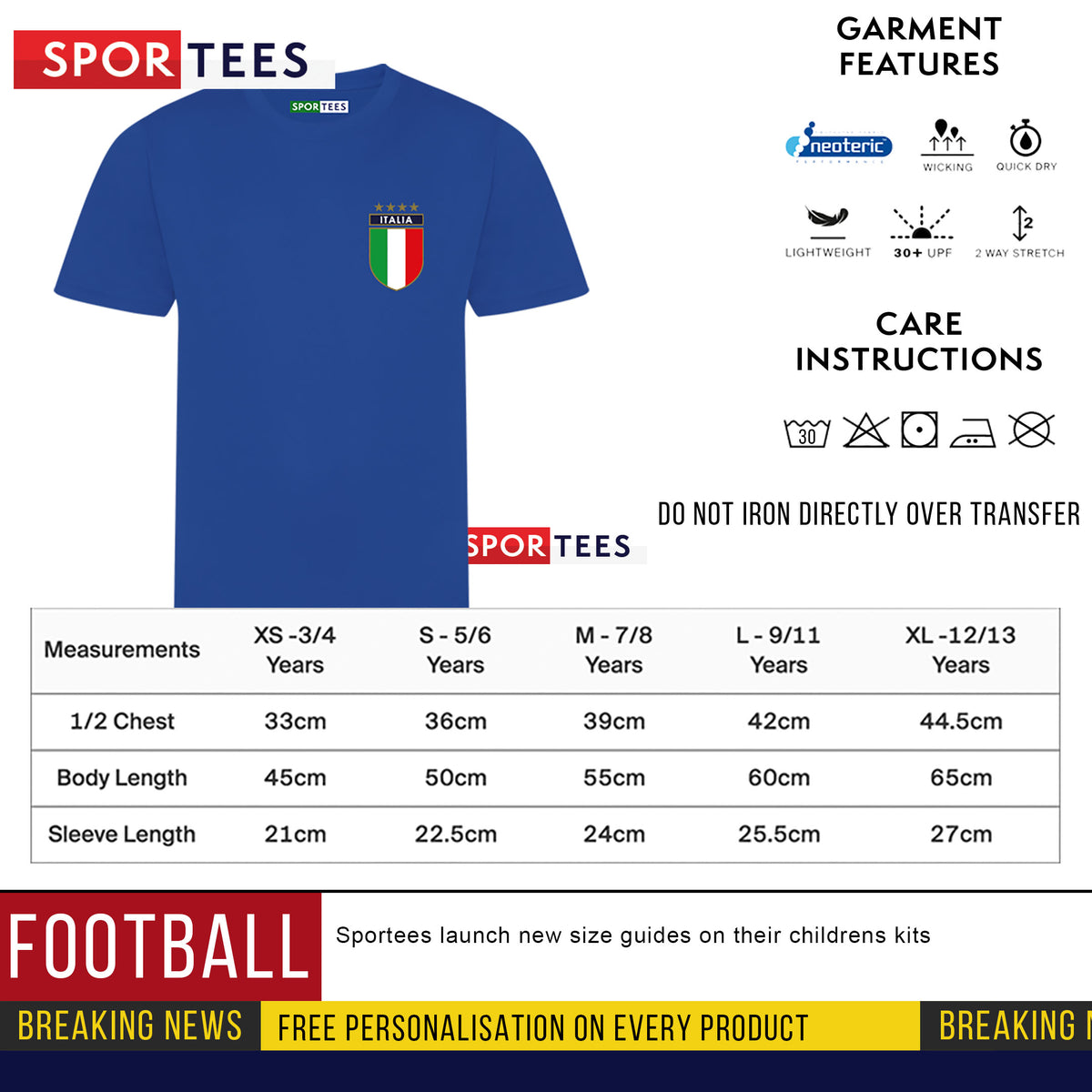 Personalised Italy Style Blue &amp; Gold Home Kit With Bag