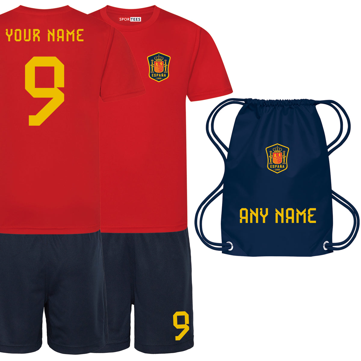 Personalised Spain Cup Style Red &amp; Blue Home Kit FREE Bag