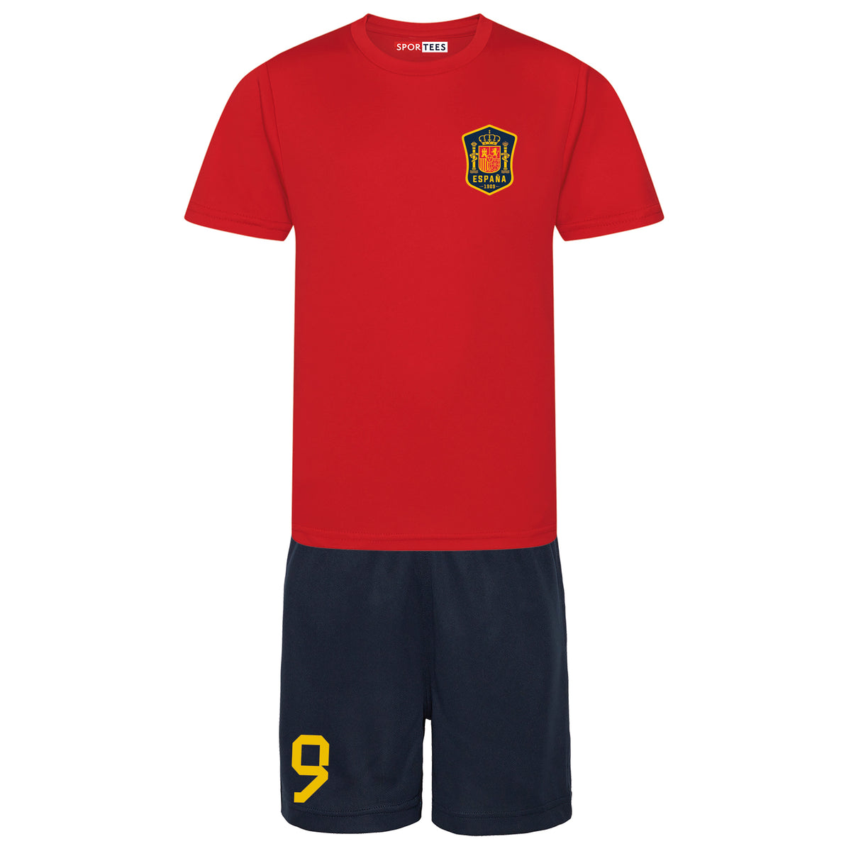 Personalised Childrens Spain Cup Style Red &amp; Blue Home Bundle With Socks &amp; Bag