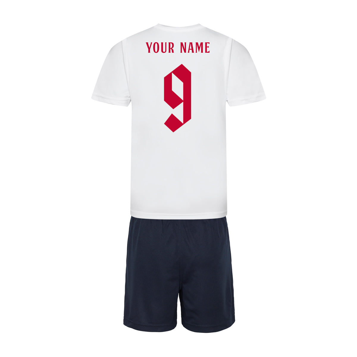 Personalised England Style White &amp; Navy Home Kit With Bag