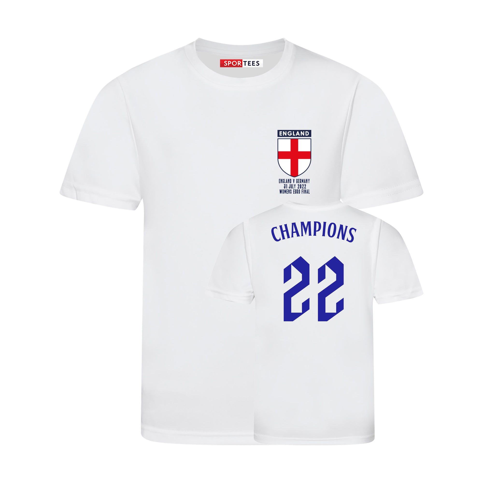 Champions 22 - Unisex Adults England Euro 2022 Style White Home Shirt